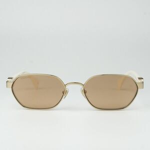 NEW Gucci GG1593S 002 Gold Ivory Pink Geometric Unisex Sunglasses GG 1593S